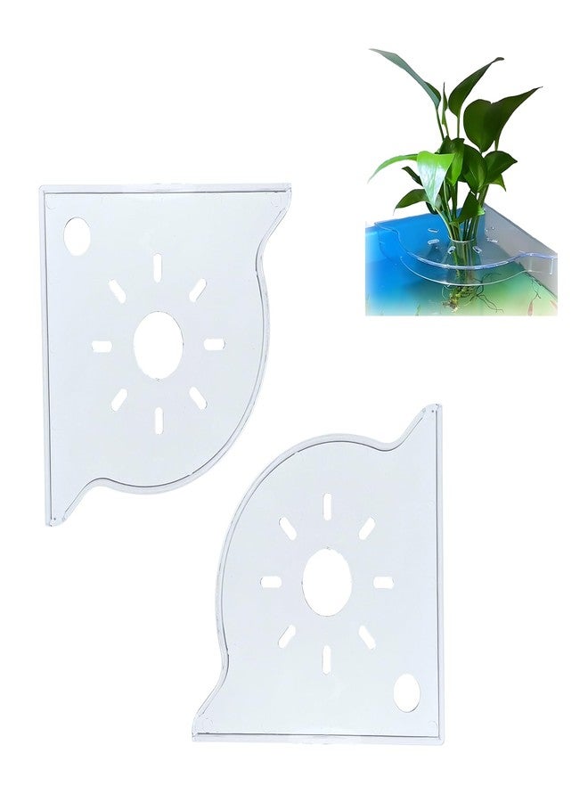 BEVINKATE Aquarium Plant Holder for Rimless Fish Tank - 2 Pcs Corner Shelf for Fish Tank Top, Aquatic Plant Planter & Organizer for Aquatic Plants, Decor, and Accessories (White) - Image 1